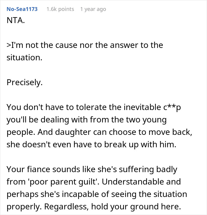 Reddit comment on refusing request from daughter who moved out to live with boyfriend. Reddit comment on refusing request from daughter who moved out to live with boyfriend.