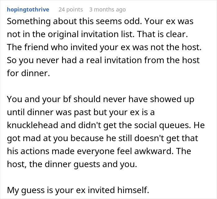 Text exchange discussing awkward dinner invitation situation involving leftovers. Text exchange discussing awkward dinner invitation situation involving leftovers.