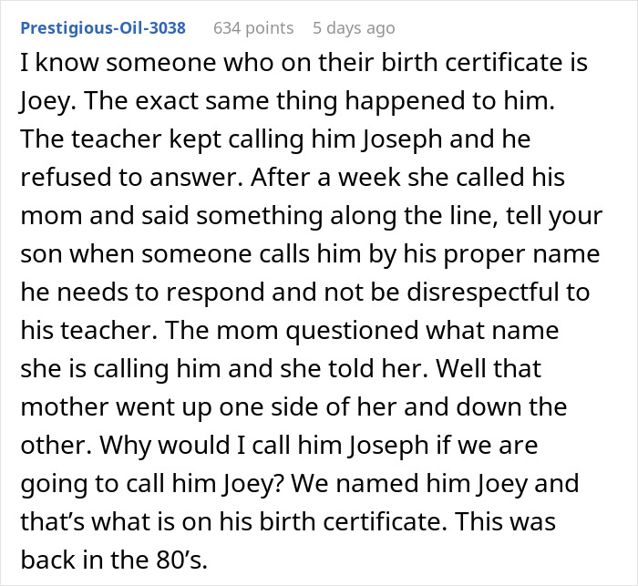 Student told teacher to use correct name; mom confronted teacher over calling Joey "Joseph. Student told teacher to use correct name; mom confronted teacher over calling Joey "Joseph.