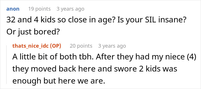 Online discussion about babysitting and family planning decisions. Online discussion about babysitting and family planning decisions.