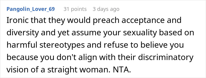 Reddit comment discussing assumptions and stereotypes about a woman's sexuality. Reddit comment discussing assumptions and stereotypes about a woman's sexuality.