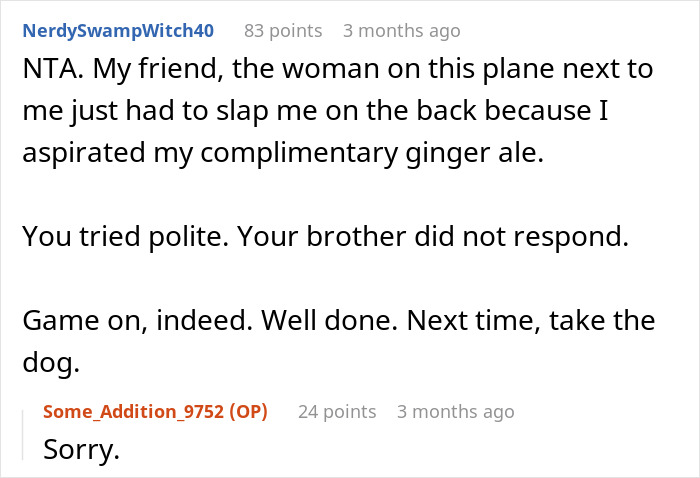 Reddit comment exchange discussing a humorous incident on a plane involving ginger ale. Reddit comment exchange discussing a humorous incident on a plane involving ginger ale.