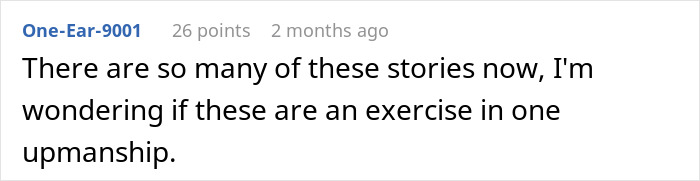 Reddit comment questioning if stories about childless adults babysitting are an exercise in one-upmanship. Reddit comment questioning if stories about childless adults babysitting are an exercise in one-upmanship.