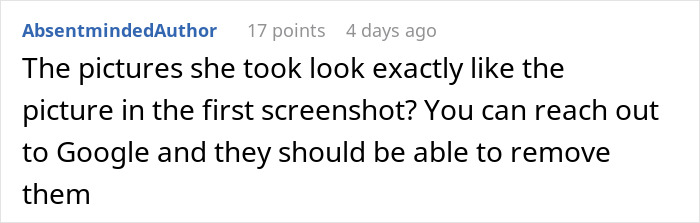 Comment addressing bad reviews, discussing image similarities and Google removal. Comment addressing bad reviews, discussing image similarities and Google removal.