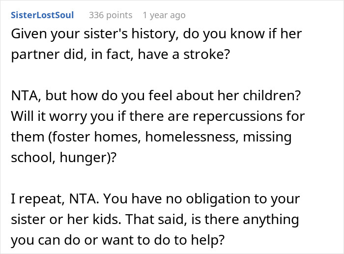 Text exchange discussing obligations to sister's children amidst tough conversation. Text exchange discussing obligations to sister's children amidst tough conversation.