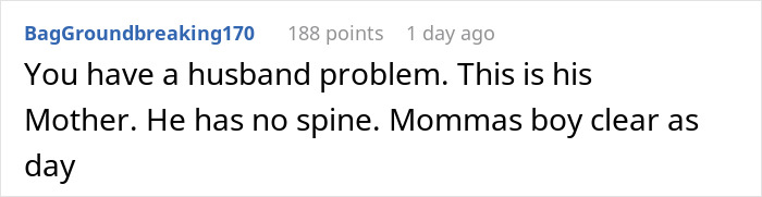 User comment discussing MIL and husband issues, referencing mother-in-law dynamics. User comment discussing MIL and husband issues, referencing mother-in-law dynamics.