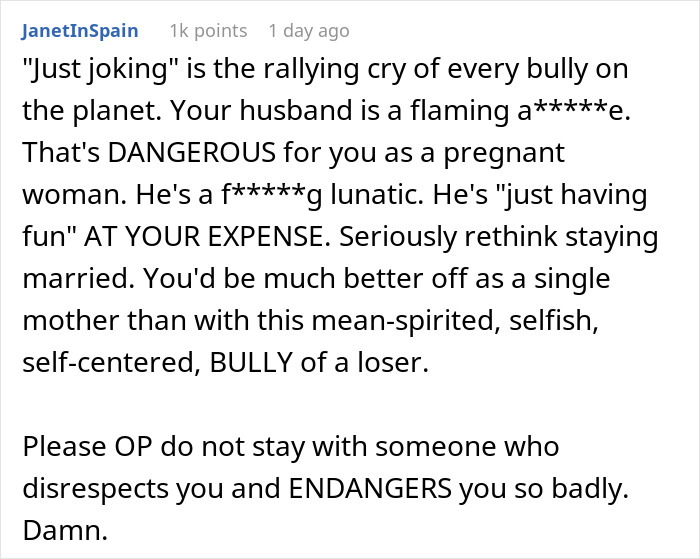 User comment criticizing husband's behavior during wife's pregnancy appointments. User comment criticizing husband's behavior during wife's pregnancy appointments.