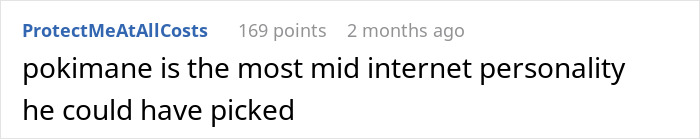 Reddit comment about a popular internet personality being described as average. Reddit comment about a popular internet personality being described as average.
