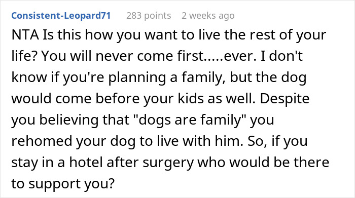 Guy Tells Fiancée To Recover In Hotel Room After Surgery So As Not To Not Disturb His Dog Guy Tells Fiancée To Recover In Hotel Room After Surgery So As Not To Not Disturb His Dog
