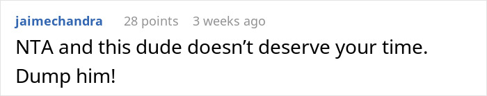 Comment advising breakup over a refusal to get water, highlighting relationship issues. Comment advising breakup over a refusal to get water, highlighting relationship issues.