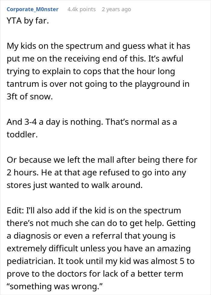 Reddit comment discussing toddler tantrums, autism, and parenting challenges related to CPS involvement. Reddit comment discussing toddler tantrums, autism, and parenting challenges related to CPS involvement.