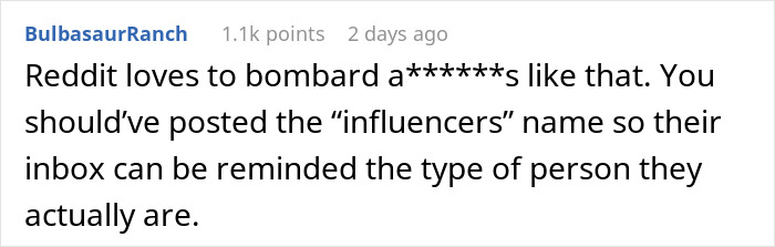 Reddit comment discussing an influencer demanding a free painting and extra payment. Reddit comment discussing an influencer demanding a free painting and extra payment.