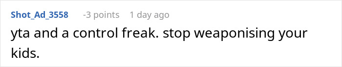User comment criticizing a mom for being unfair and too strict about stepsiblings at a family BBQ. User comment criticizing a mom for being unfair and too strict about stepsiblings at a family BBQ.