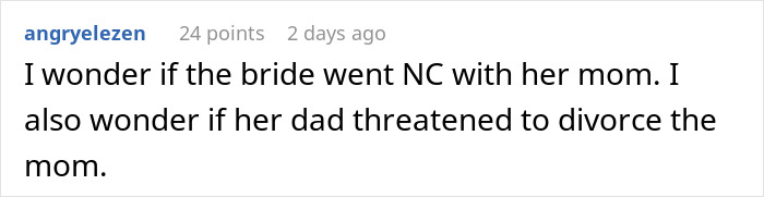 Reddit user comment discussing potential family dynamics and divorce, related to MIL's failed attempt for attention. Reddit user comment discussing potential family dynamics and divorce, related to MIL's failed attempt for attention.