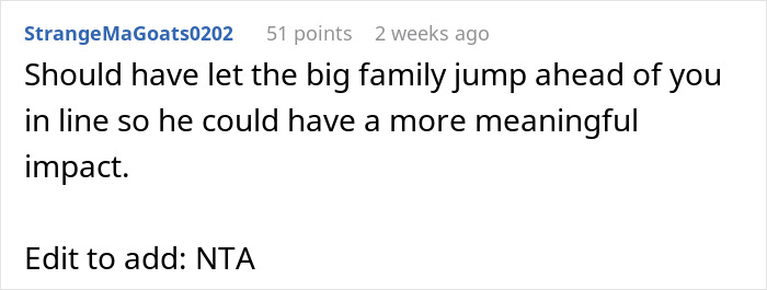 Comment discussing the etiquette of stopping a pay it forward chain. Comment discussing the etiquette of stopping a pay it forward chain.