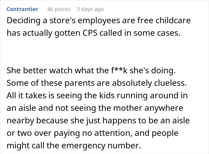 Text exchange discussing kids running in stores and the risks involved. Text exchange discussing kids running in stores and the risks involved.