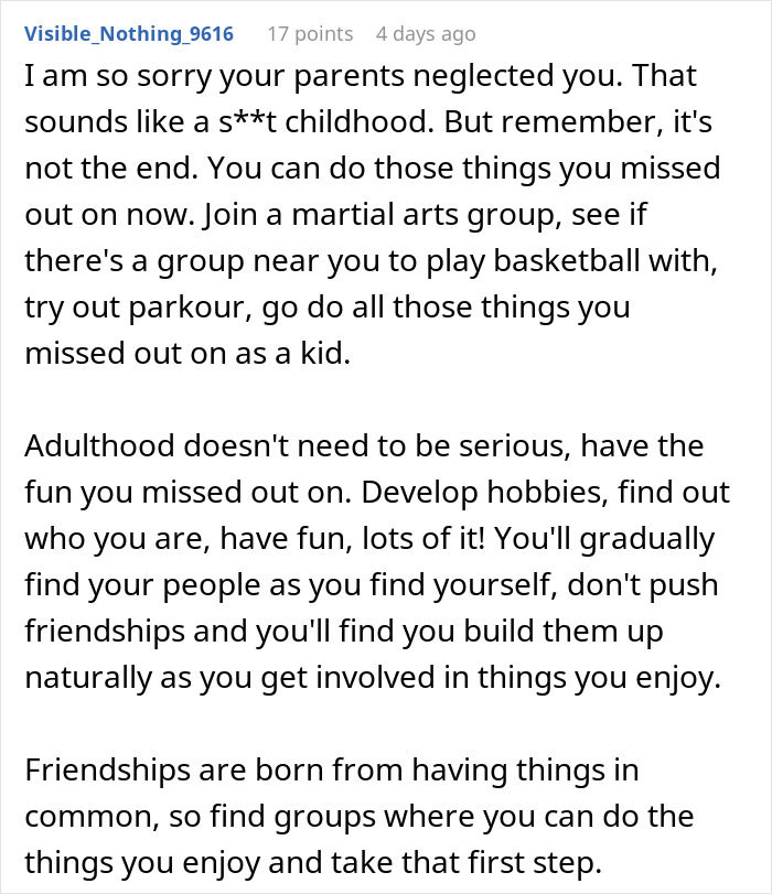 Text discussion offering advice to an adult "iPad kid" on pursuing missed childhood activities and hobbies. Text discussion offering advice to an adult "iPad kid" on pursuing missed childhood activities and hobbies.