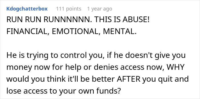 Comment warning about emotional manipulation related to job and relationship issues. Comment warning about emotional manipulation related to job and relationship issues.