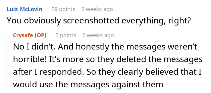 Chat screenshot discussing messages deleted by mistake in a group chat.