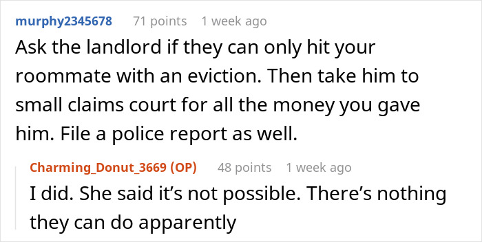 Text exchange discussing a roommate stealing rent money and possible legal actions. Text exchange discussing a roommate stealing rent money and possible legal actions.