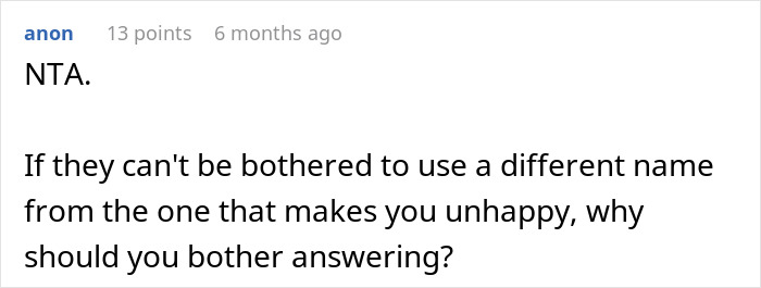 Reddit comment discussing dissatisfaction with a name choice from the Bible. Reddit comment discussing dissatisfaction with a name choice from the Bible.