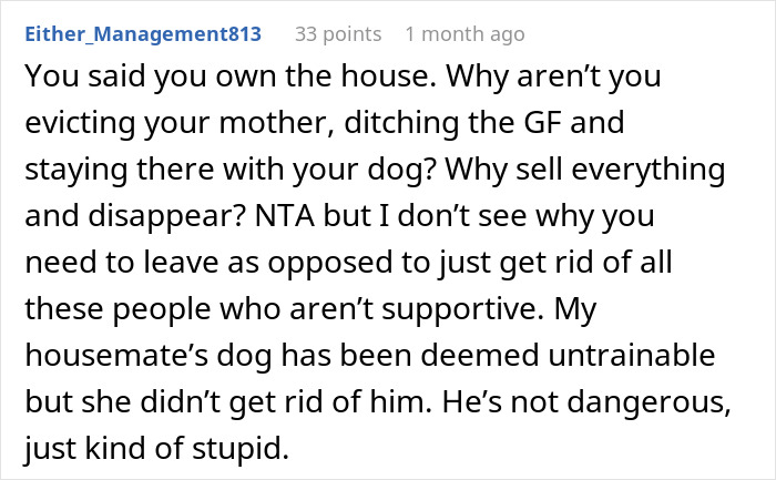 Text from online discussion on untrainable dog and relationship advice. Text from online discussion on untrainable dog and relationship advice.