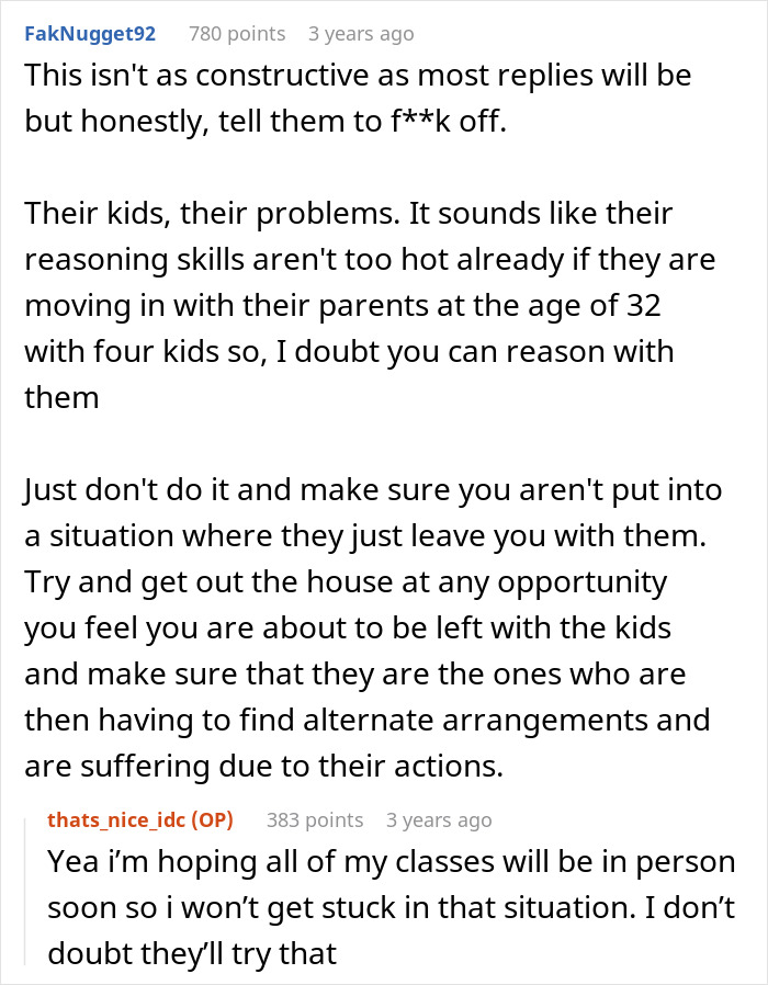 Text exchange about a daughter refusing to babysit after parents volunteer her without asking. Text exchange about a daughter refusing to babysit after parents volunteer her without asking.