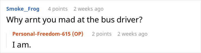 Reddit comment discussing a situation involving a bus driver. Reddit comment discussing a situation involving a bus driver.