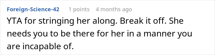 Text comment criticizing someone for not being supportive in a relationship. Text comment criticizing someone for not being supportive in a relationship.
