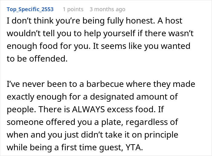 Text exchange about group of friends eating etiquette and guest treatment. Text exchange about group of friends eating etiquette and guest treatment.