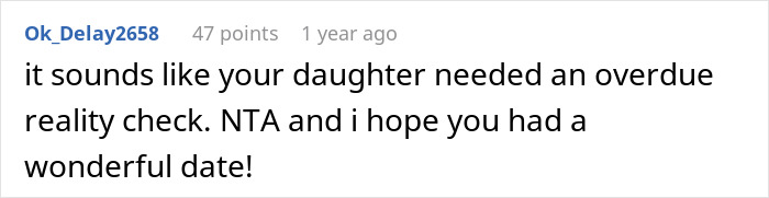 Comment discussing a daughter’s assumption about a grandma babysitting on Valentine’s. Comment discussing a daughter’s assumption about a grandma babysitting on Valentine’s.