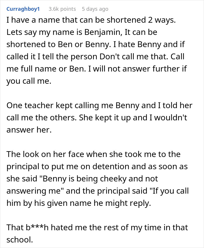 Text story about a student's revenge on a teacher for mispronouncing their name, with a humorous twist. Text story about a student's revenge on a teacher for mispronouncing their name, with a humorous twist.