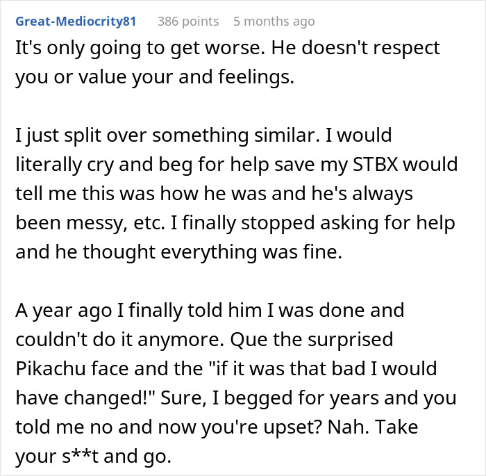 Text conversation about neglecting chores and relationship issues. Text conversation about neglecting chores and relationship issues.