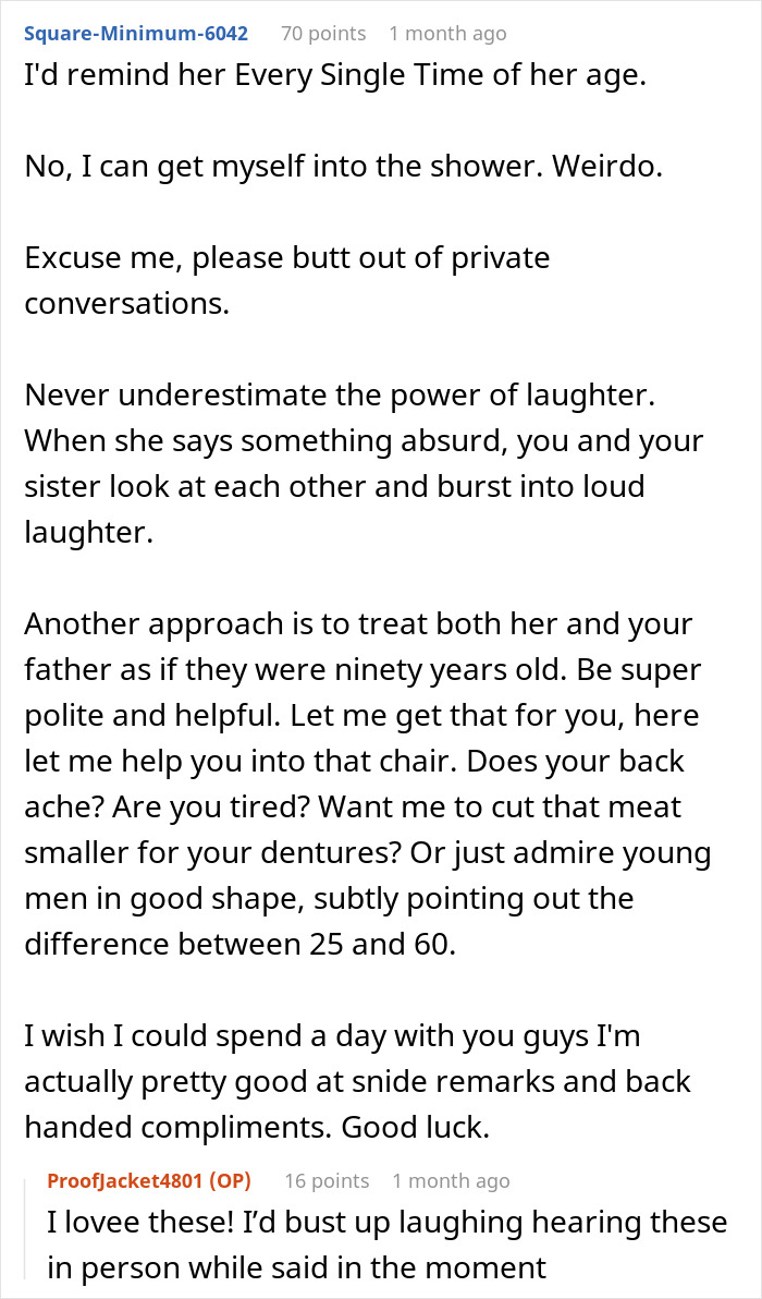 Screenshot of comments discussing a 23-year-old woman's reaction to her dad's younger girlfriend parenting her. Screenshot of comments discussing a 23-year-old woman's reaction to her dad's younger girlfriend parenting her.
