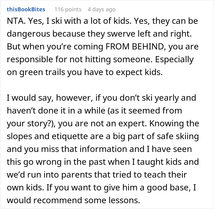Text screenshot discussing ski trail etiquette and safety for beginners. Text screenshot discussing ski trail etiquette and safety for beginners.