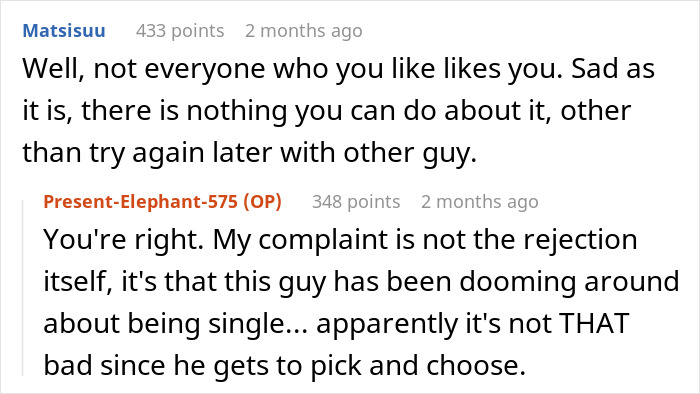 Reddit conversation about following internet advice and handling rejection from a friend. Reddit conversation about following internet advice and handling rejection from a friend.