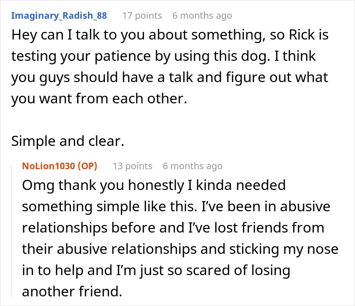 Reddit comments discussing a guy testing his fiancée with a dog, exploring relationship dynamics. Reddit comments discussing a guy testing his fiancée with a dog, exploring relationship dynamics.
