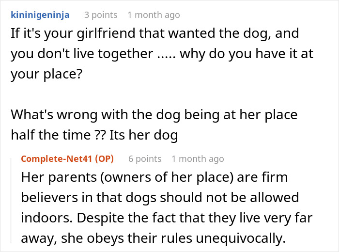 Reddit discussion about an untrainable dog, with users debating its living arrangements and ownership issues. Reddit discussion about an untrainable dog, with users debating its living arrangements and ownership issues.