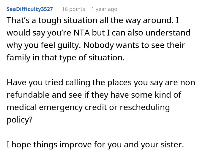 Comment discussing tough situation about rebooking $18K trip and offering advice on rescheduling policies. Comment discussing tough situation about rebooking $18K trip and offering advice on rescheduling policies.