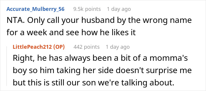Reddit comments discussing a MIL renaming grandson, with users reacting to the situation. Reddit comments discussing a MIL renaming grandson, with users reacting to the situation.