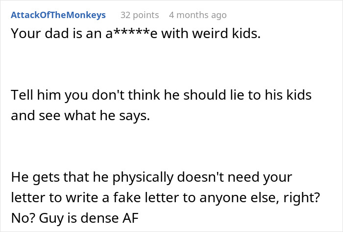 Reddit comment discussing family dynamics and siblings' final words. Reddit comment discussing family dynamics and siblings' final words.