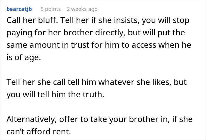 Reddit comment discussing rent help involving dad's ex-wife, son, and daughter. Reddit comment discussing rent help involving dad's ex-wife, son, and daughter.