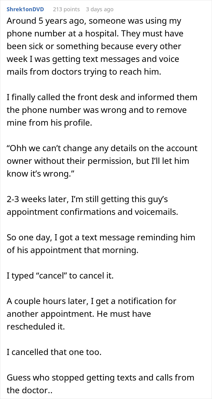 Text screenshot about using phone number reservations mistakenly made by someone else. Text screenshot about using phone number reservations mistakenly made by someone else.