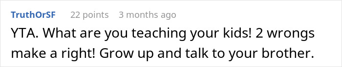 Reddit comment criticizing parenting choices for letting kids loot a brother's house. Reddit comment criticizing parenting choices for letting kids loot a brother's house.