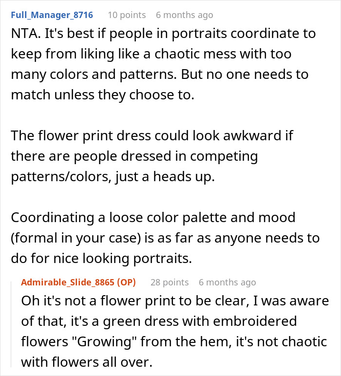 Text discussion about dressing twins differently, emphasizing coordination over matching. Text discussion about dressing twins differently, emphasizing coordination over matching.
