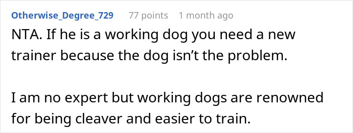 Comment discussing working dogs and the importance of a good trainer for dogs deemed untrainable. Comment discussing working dogs and the importance of a good trainer for dogs deemed untrainable.
