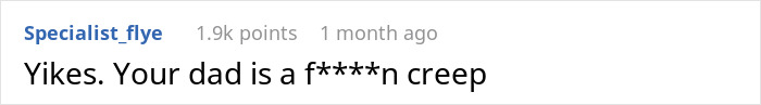 Reddit comment criticizing a dad's behavior towards his daughter's feelings. Reddit comment criticizing a dad's behavior towards his daughter's feelings.