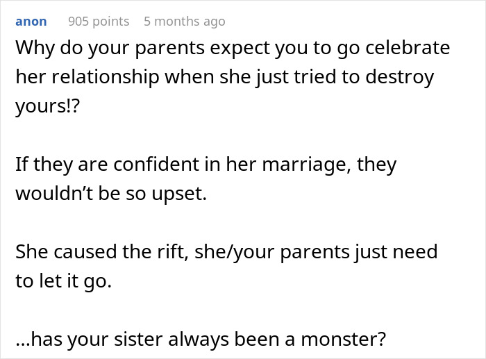 Text screenshot discussing family conflict and engagement issues. Text screenshot discussing family conflict and engagement issues.