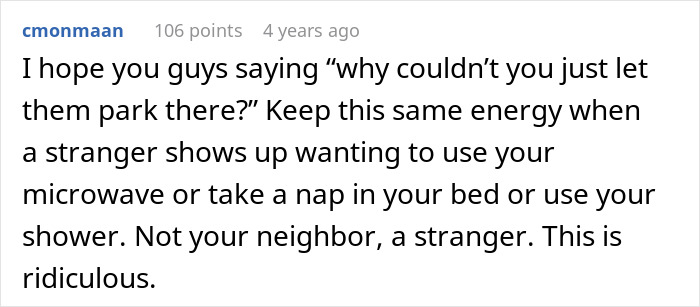Comment discussing police intervention over parking disputes at a yard sale. Comment discussing police intervention over parking disputes at a yard sale.