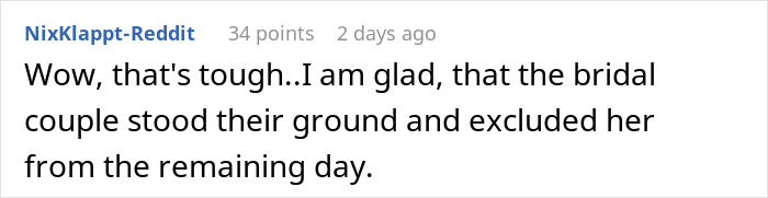 Reddit comment discussing a bridal event where MIL's attention attempt fails. Reddit comment discussing a bridal event where MIL's attention attempt fails.